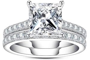 Gobaalele 3ct-6ct Cubic Zirconia Wedding Rings Bridal Set Oval Cut/Round Cut/Princess Cut 5A Grade Simulated Diamond CZ Wedding Band Engagement Ring Set for Women
