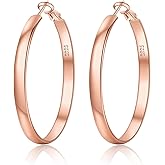 EXGOX 5mm Wide Gold Hoop Earrings for Women,Sterling Silver Hoop Earrings Large Silver Hoop Earrings Hypoallergenic Lightweight 14K Real Gold Plated Big Hoop Earrings for Women 30/40/50/60/70mm