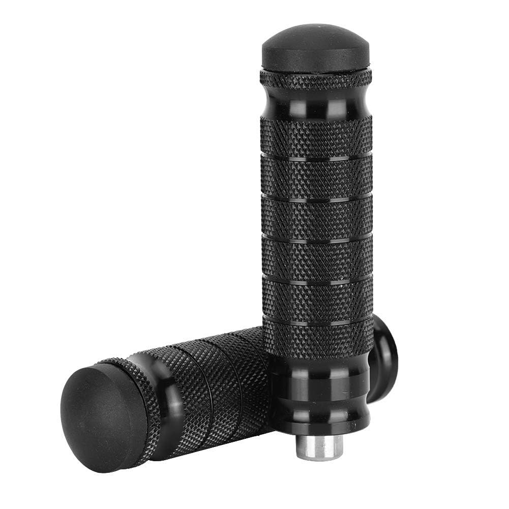 2 Pcs Motorbike Foot Pegs, Universal M8 Aluminum Anti-Skid Motorbike Rearset Footrests Accessories, Motorbike Foot Pegs with Non-Slip Groove for Motorbike(Black)