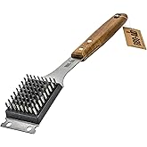BBQ-Aid Grill Brush and Scraper for Barbecue &ndash; Grill Brush for Outdoor Grill with Extended, Large Wooden Handle and Replaceable Stainless Steel Bristles Head &ndash;No Scratch- BBQ Grill Brush for Any Grill