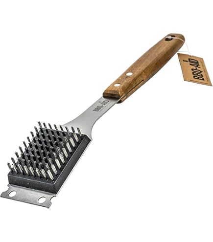 Brosse à Gril Carlisle Broiler Master - Poils Acier Carbone, Manche Bois Dur 77,5 Cm - Pour Barbecue Et Restauration