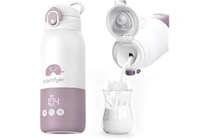 COMFYER Portable Baby Bottle Warmer for Travel, Portable Milk Warmer with Fast Heating & Long Battery Life, Instant Breast Milk, Formula/Water Bottle with 12 Ounces Big Capacity, Baby Flask for Vehicle