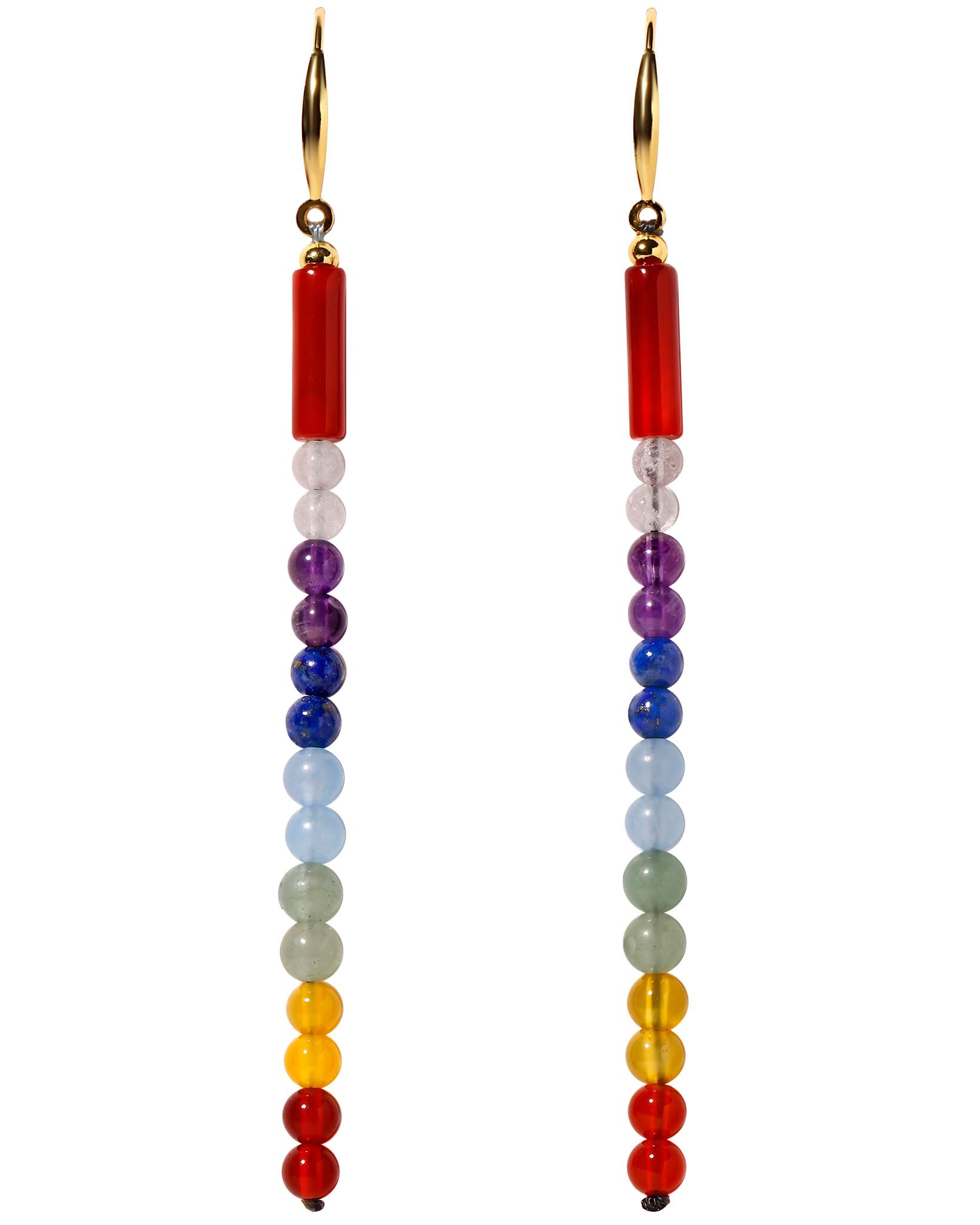 XHUUU Reiki 7 Chakra Long Drop Dangle Earrings for Women 925 Silver Gold Plated Colorful Crystal Earrings Meditation Yoga Relaxation Gifts