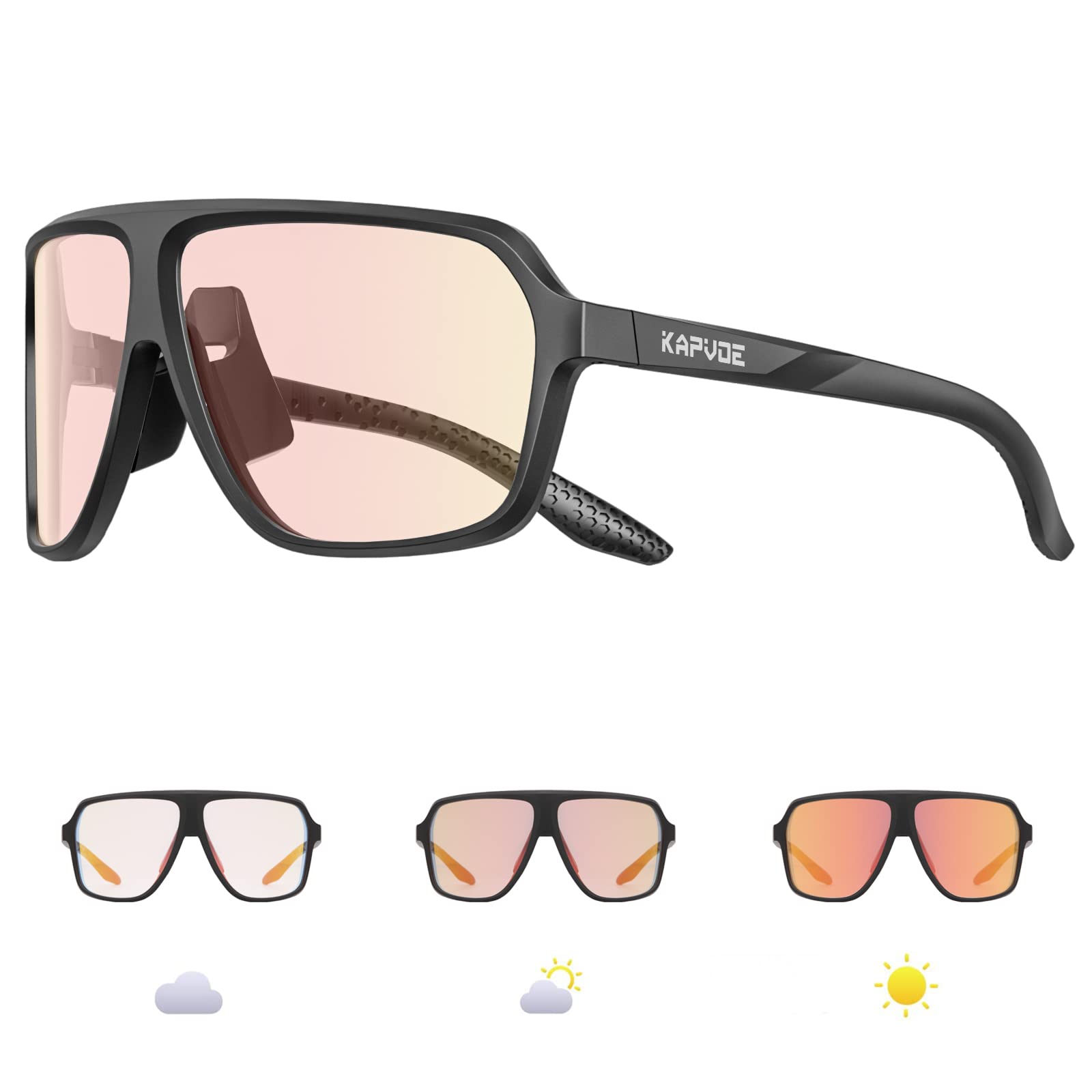 KAPVOE Photochromic Sunglasses Cycling Glasses Clear Mountain Bike MTB Riding Triathlon Baseball Running for Men Women