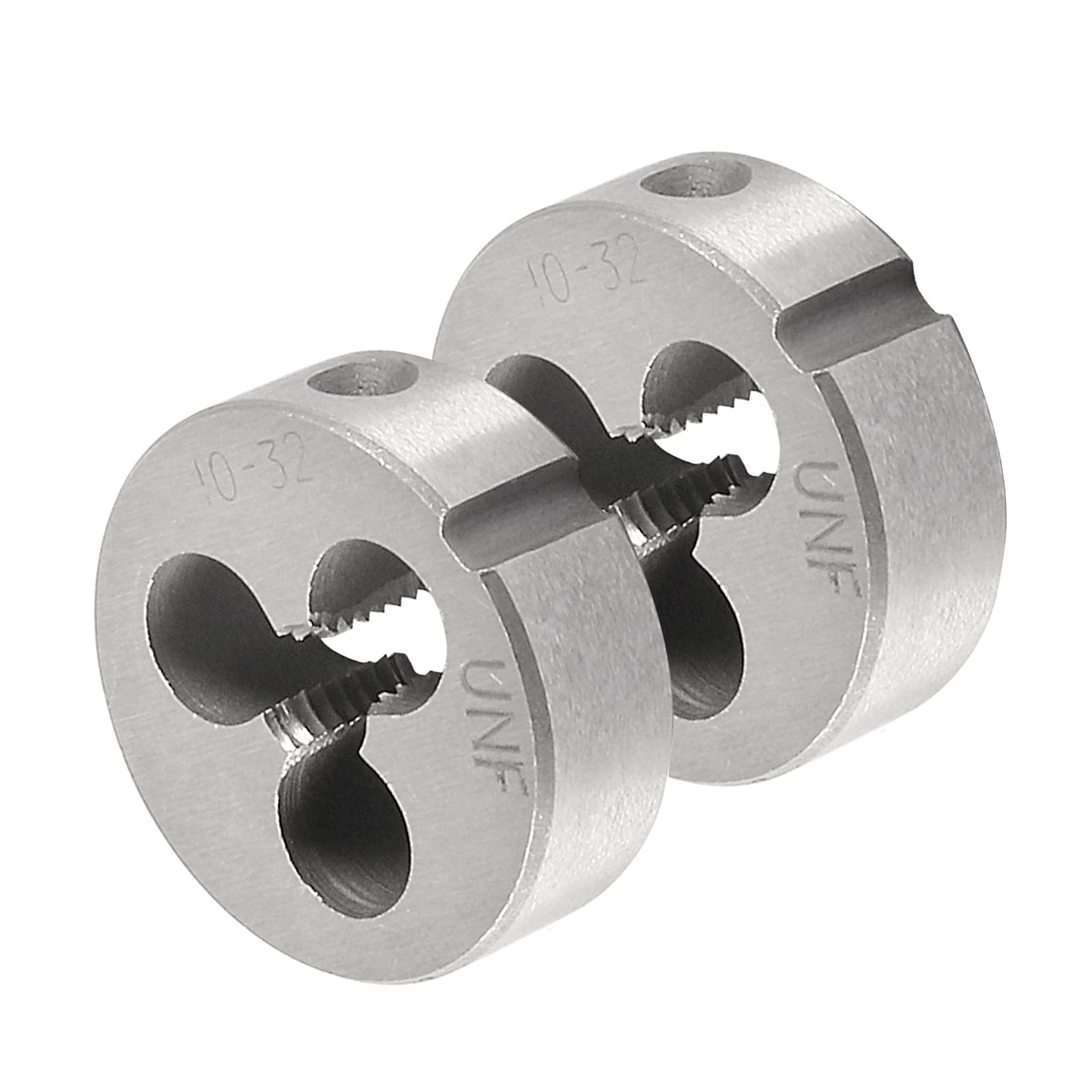 CoCud Round Threading Dies, #10-32 UNF Thread, 9SiCr Alloy Tool Steel Screw Milling Tools - (Applications: for Machine Thread Repair), 2-Pieces