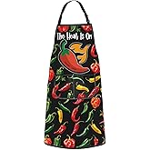 WZMPA Chili Cooking Apron Chili Cook Inspired Gift The Heat Is On Chili Adjustable Apron With Pockets Chili Pepper Merch