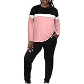 LovelyWholesale Womens Plus Size 2 Piece Sets Long Sleeve Top and Lounge Pants Tracksuit