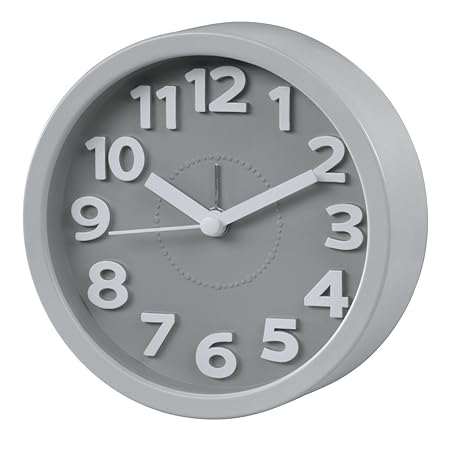 Hama Wecker analog (geräuscharm, ohne Ticken, Retro-Design, 12 x 12 x 4cm) taupe