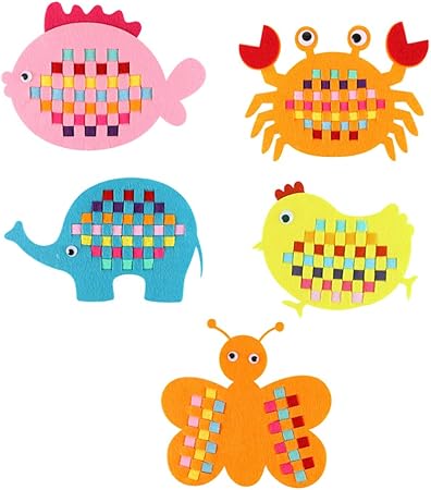 Amazon Tomaibaby 子供バッグ縫製キットdiyクラフト漫画鶏魚カニバチ象不織布フェルトおもちゃ女の子子供織り編み手芸用品5ピース 手芸キット 通販