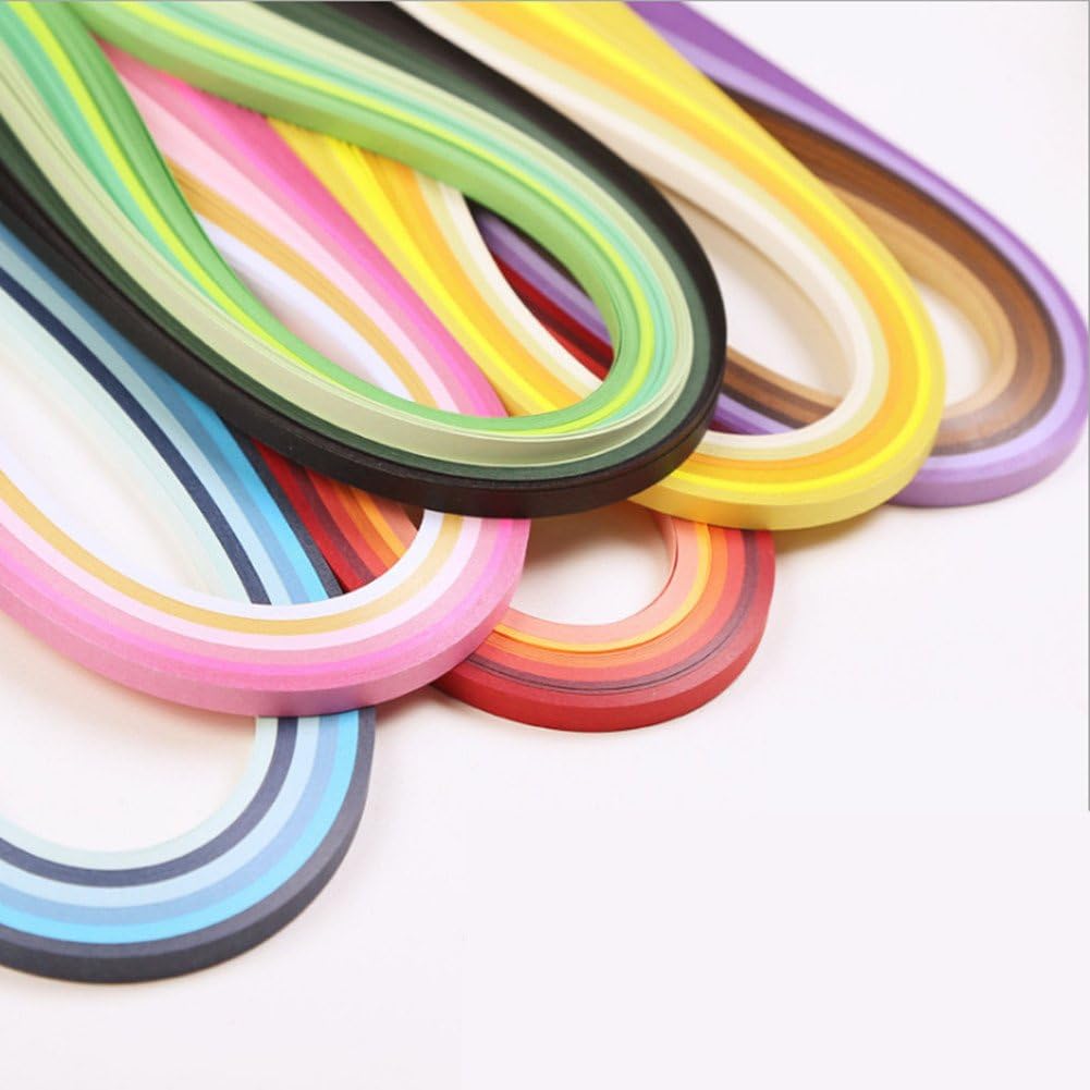 YURROAD Width 7mm Length 54cm Quilling Paper Strips,36 Colors 720 Strips