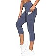THE GYM PEOPLE Thick High Waist Capris Yoga Pants with Pockets, Tummy Control Workout Running Yoga Leggings for Women