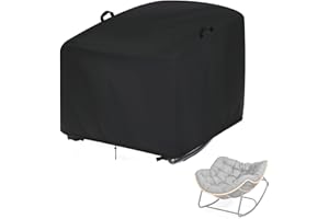 KASLA Outdoor Patio Egg Rocking Chair Cover - Waterproof, Fits Indoor Papasan Chair & Rattan Wicker Lounge Chairs (Black, 46x38x19in)