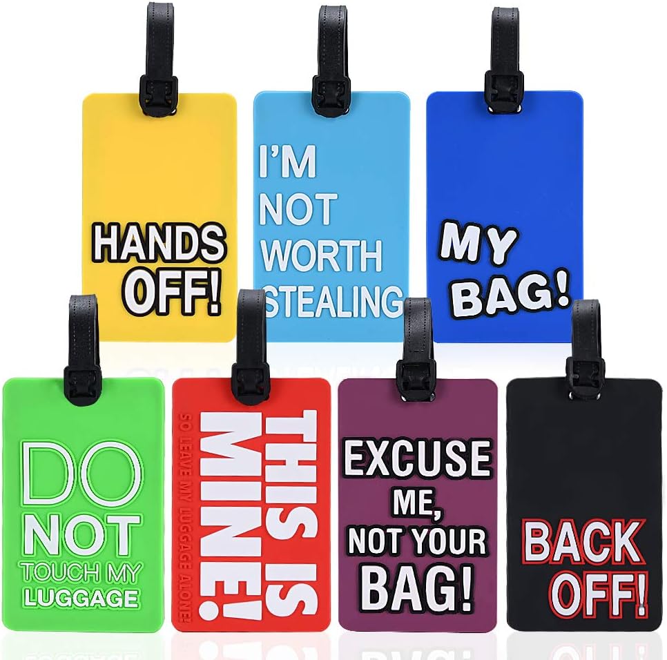 Silicone Luggage Tags With Name ID Card Perfect to Quickly Spot Luggage Suitcase (A2-Letter 7Pcs Multicolors)