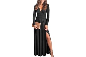 ANRABESS Women Summer Deep V Neck Short Sleeve Dresses Slit Elegant Wedding Guest Formal Cocktail Evening Maxi Long Dress