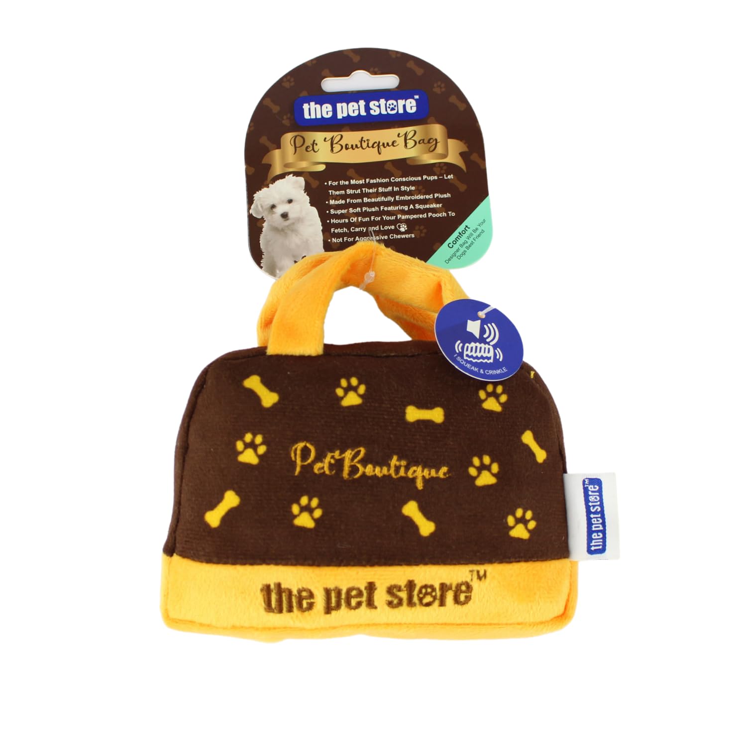 The Pet Store Pet Boutique Super Soft Squeeky Plush Toy Designer Bag Dog Comfort Toy Chocolate Brown