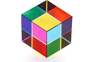 ZhuoChiMall CMY Mixing Color Cube 1.6 inch (40 mm) CMYcube Crystal Glass Prism, RGB Dispersion Prism, Multi-Color Desktop Toys Education Gift for Kids