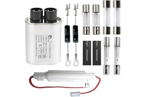 KOKISO Home Microwave Oven Repair Kit - HV Capacitor 2100V 1.0uF, Diode CL01-12, Slow Blow Fuse 5x20mm, 6x30mm 20A, 6x40mm 0.75A 0.8A 5KV