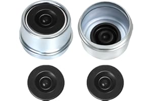 Shliyitx 2pcs 1.98" Trailer Axle Dust Cap Cup Grease Cover Hub with Extra 2 Rubber Plugs, Trailer Axle Wheel Hub and Bearing Dust Cap for Most 2000 to 3500 Pound Axles Dexter