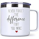 Renawe Thank You Gifts for Coworkers Female Boss Woman Christmas Coffee Mug Nurse Teacher Appreciation Gift for Women Daycare Therapist Mentor Xmas Presents Insulated Travel Tumbler Cup Goodbye Gifts