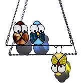 EPOGIFTS Owl Bird Gifts for Bird Lovers Stained Glass Suncatchers for Windows,Birds Decor Stained Glass Window Hangings,Owls Ornament Housewarming Gift Owls Gifts for Women Owl Lover