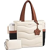 LOVEVOOK Tote Bag for Women,Puffer Work Bag,Quilted Teacher Nurse Tote Bag with Zipper for Travel Gifts for Women