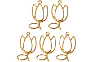 / Set Tulips Flower Metal Frame UV Resin Open Bezel Setting for Jewelry Making Pressed Flower Arts Epoxy Resin Kit for Tumble