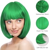 Aomig Short Bob Wig 3 Pack Green Neon Synthetic Everyday Cosplay view 3