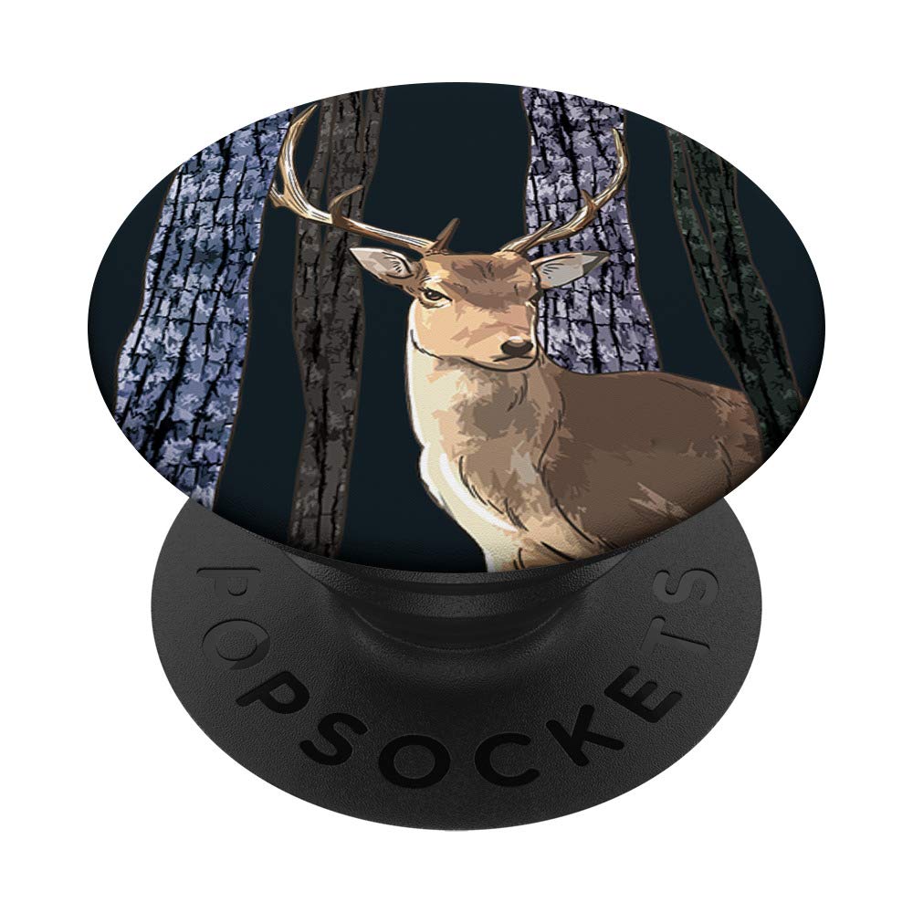 Deer In Woods Cool Hunting Hunt Hobbies Hunter Buck Gift PopSockets Grip and Stand for Phones and Tablets