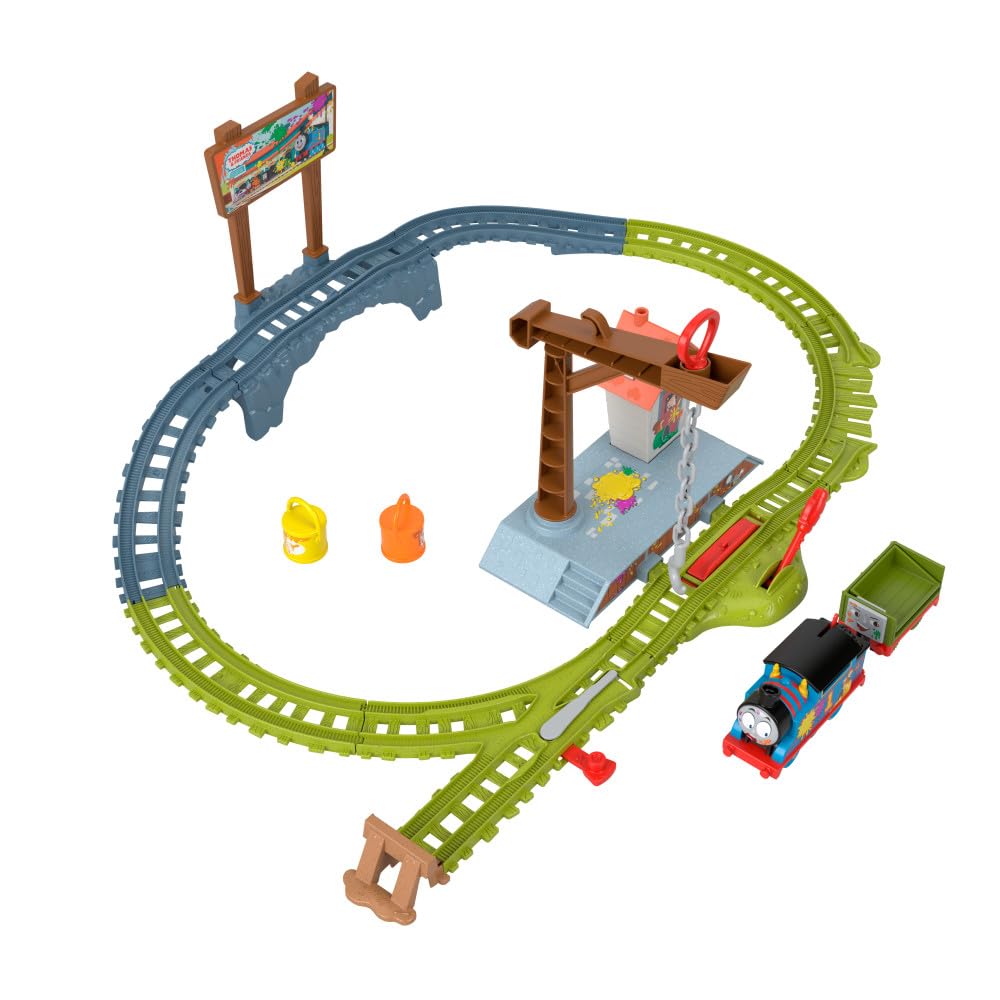 Photo 1 of Thomas & Friends Motorized Toy Train Set, Paint Delivery with Troublesome Truck & Track for Pretend Play Preschool Kids Ages 3+ Years