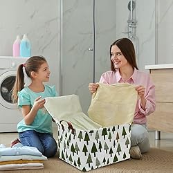FXOCSHE Laundry Basket Green Hamper Fabric Laundry