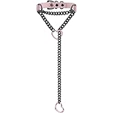 ADEMISHIA Handmade Black Heart Choker Collar For Women, Punk Gothic O-ring Slip Chain Necklace with Adjustable Vegan Leather Buckle