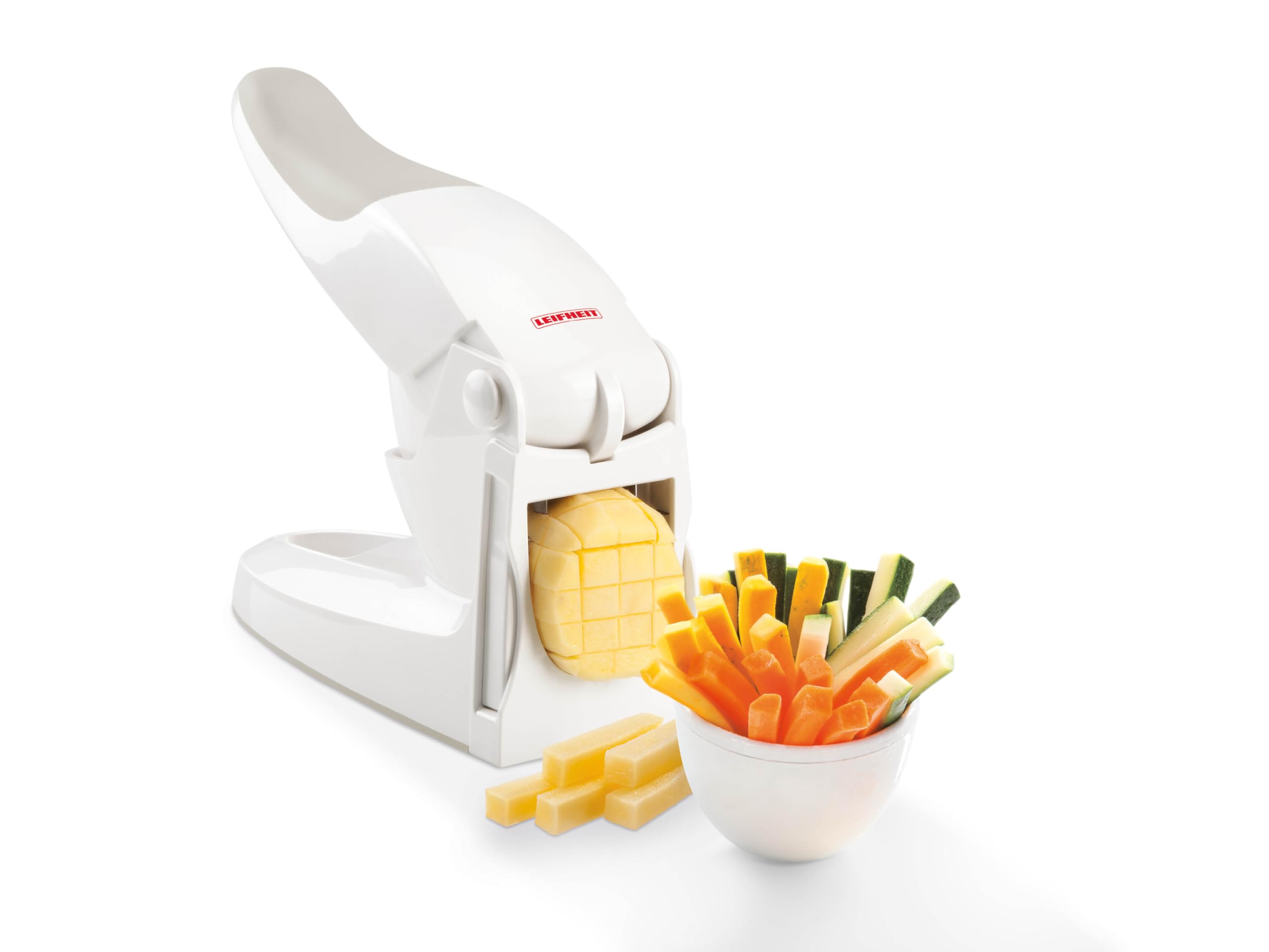 Leifheit Potato Chipper, Chips Cutter, French Fries Cutter, Leifheit Chipper, 2 chip sizes 10 and 12 cm, Soft Touch Handle for Easier Chipping, Potato Chipper