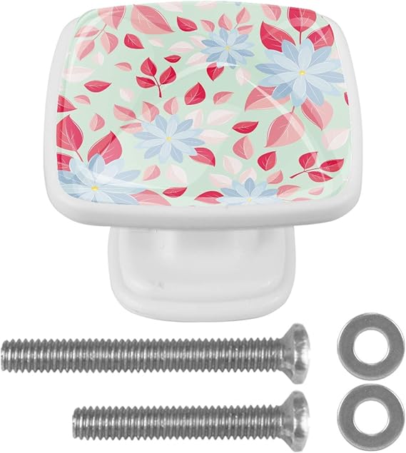 4 pomos blancos para cajón de cocina, baño, armario, armario, pétalos