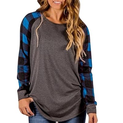 Women’s Winter Plaid O-Neck Long Sleeve Raglan Sweatshirt Top
