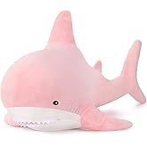 MorisMos Giant Shark Stuffed Animal Plush, Large Stuffed Shark Toy, Soft Shark Pillow for Kids Boys Girls Birthday Christmas, 51inch, Pink