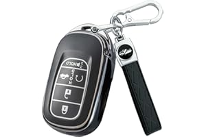 Joouheax for Honda Key fob Cover, Silver Edge Key Shell Case for Accord Civic HR-V CR-V Pilot 2021-2024 Accessories (Black)