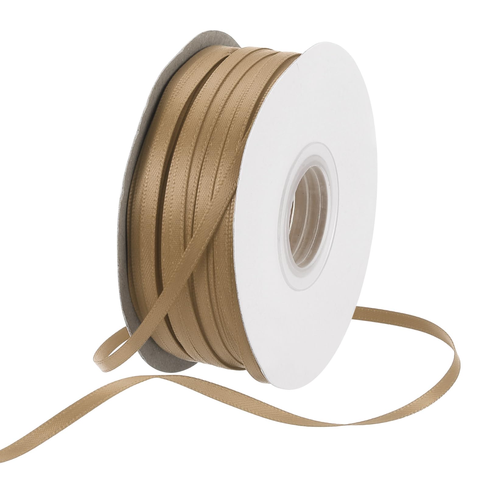 Rebower 3mm Satin Ribbon 91m Thick Double Face Grosgrain Silk Ribbon, [for Gift Wrapping, Hair Bows, Wedding, Cake, Flower] - 100 Yard/300ft/ Gold