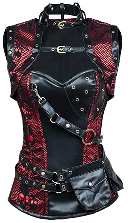 Bettydom Damen Steampunk Brokatmuster Corsage Korsett Vintage Retro Frauen Gothic Korsage