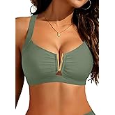 V Wired Bikini Top Only - Vintage Swim Top Padded Bra Swimsuits