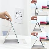OWLKELA Portable Folding Mirror 16x12cm White PU Leather Travel Vanity view 3