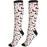 Figtihw Tie Dye Compression Socks Knee High Support Socks For Women Men Running Athletic Hiking
