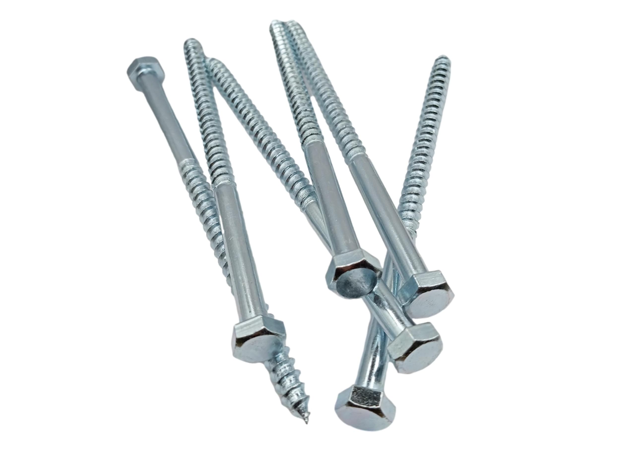 LLB 150mm M8 For Coach Screws Wood Hex Head Width 13mm Zinc Plated Sleeper Concrete Screw Hexagon Lag Half Thread Bolts Silver Long 6 inch x 0.3 inch (8mm x 150mm) Box of 20pcs