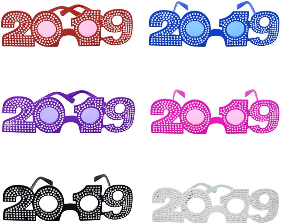 2019 New Year's Eve Party Glasses Crystal Plastic Celebration Eyeglasses (12 Count)