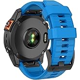 OVERSTEP Compatible with Garmin Fneix 7 Pro/Fenix 8 47mm Bands, 22mm Soft Silicone Quick Fit Replacement Band for Fenix 5/Fenix 6/Fenix 7/Fenix E 47mm/Approach S62/Quatix 7 Smartwatch