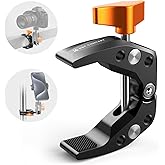 K&F CONCEPT Camera Mount Clamp, Super Crab Clamp with 1/4" Thread Holes, 60mm Max Opening for Round Pipe Flat Surface, Monitors, LED Lights, and Other Photographic Accessories