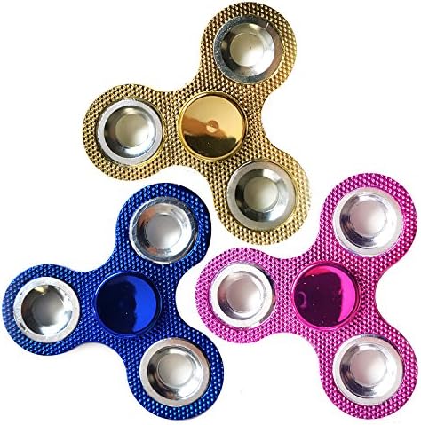 Spinergy 3 Bling Metallic Gold Blue Pink Fidget Spinners with Durable Metal Bearing Stress Relief Hand Spin Toy