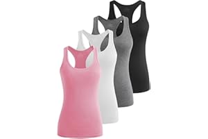 Air Curvey 4 Pack Women's Sports Tank Tops Workout Yoga Racerback Tank Athletic Sleeveless Gym Shirts