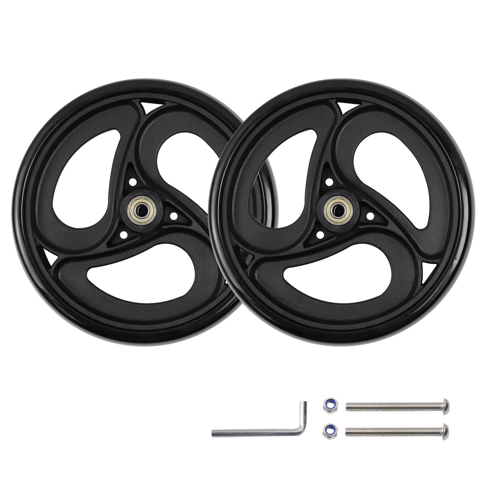 Photo 1 of Wealrit 2 Pcs Solid 8 Inch Replacement Wheels for Wheelchairs, Walker, Drive Rollator Parts (Black)
