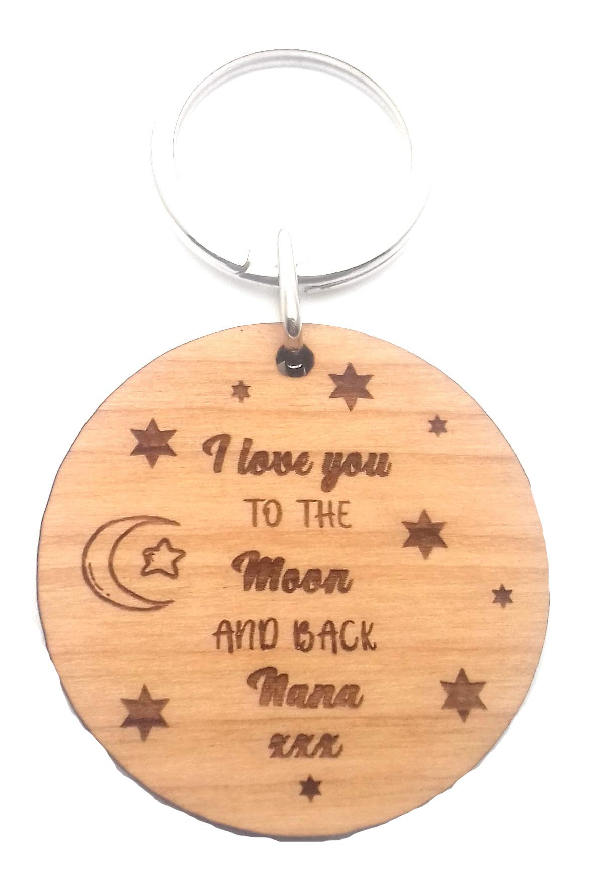 Chris Bag Of Goodies Wooden Keyring Key Ring Nana Love You to The Moon and Back I