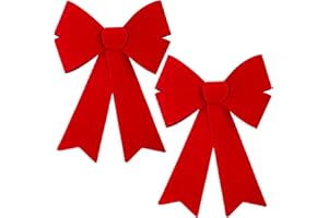 Aneco 2 Pack 12 x 18 Inches Red Christmas Bows Christmas Wreaths Bows Xmas Plastic Bows for Christmas Tree, Garland and Outdoor Decoration (Color B, 12 x 18 inches)